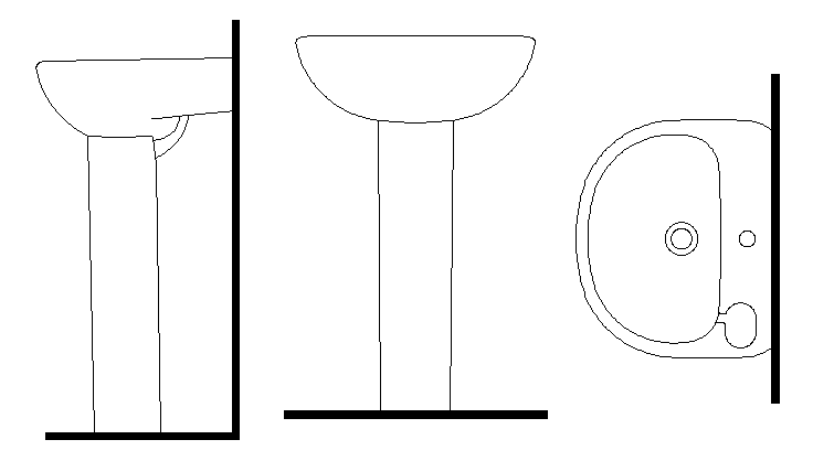 Standing wash basin and top view detail