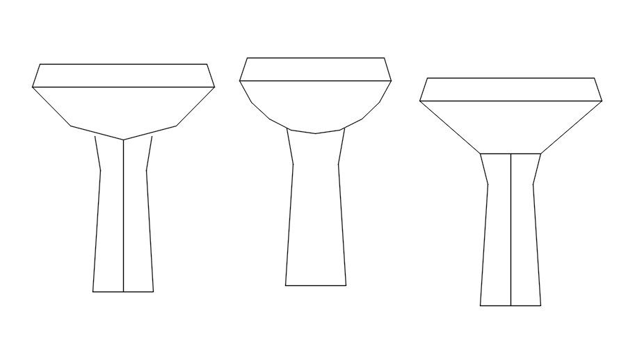 Standing basin design cad blocks in AutoCAD, dwg file.
