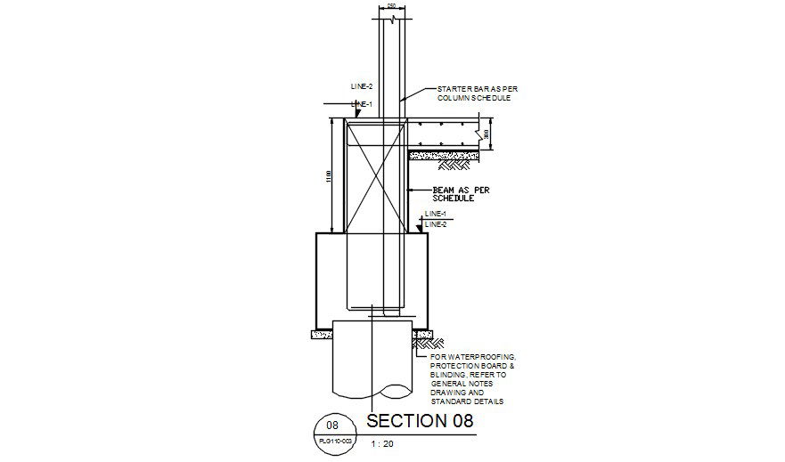 Starter bar column schedule section details and beam schedules are given in this AutoCAD Drawing File. Download the AutoCAD file now.