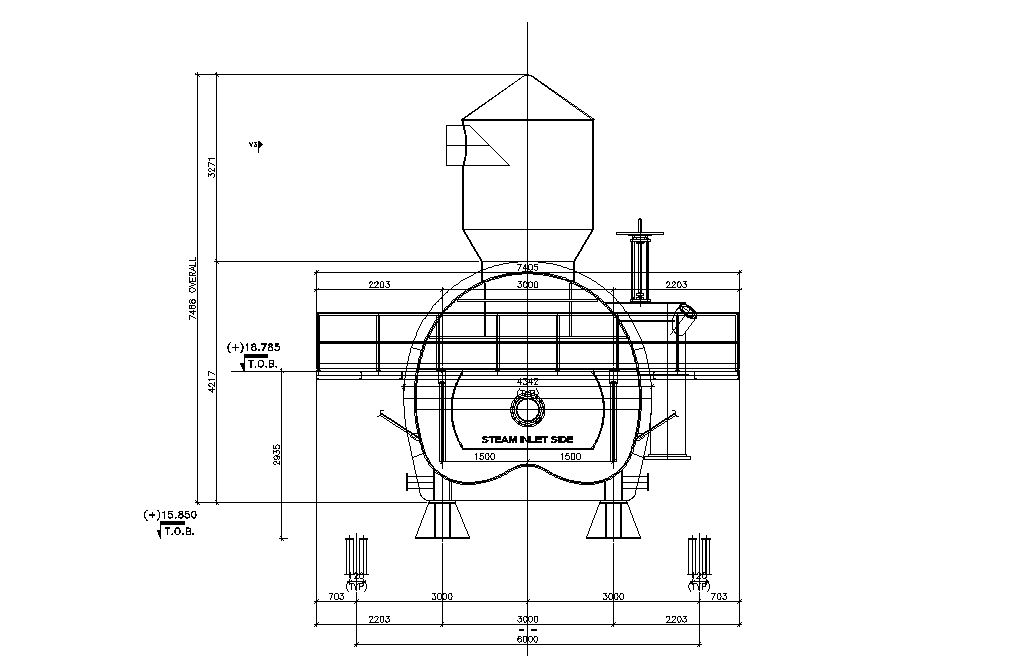 Steam Boiler Tank Section Drawing Download DWG File