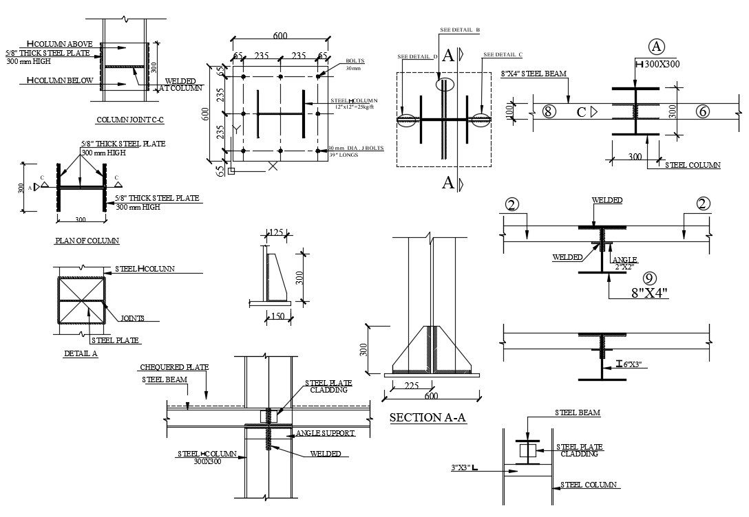 Steel Beam and Column DWG File 