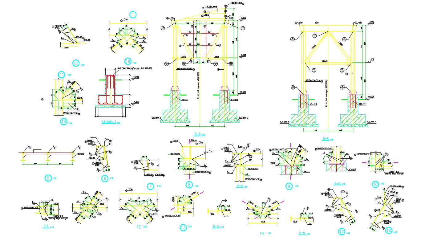 Steel Column Footing Foundation Design And Construction AutoCAD File