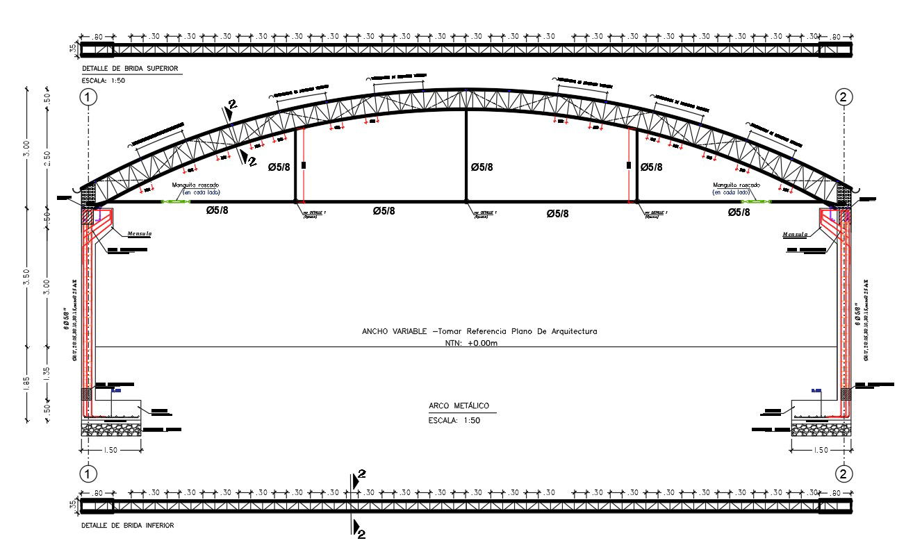 Steel Roof Structure Section CAD Drawing Download DWG File
