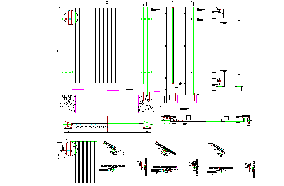 Steel fencing mesh structure for boundary plan detail dwg file