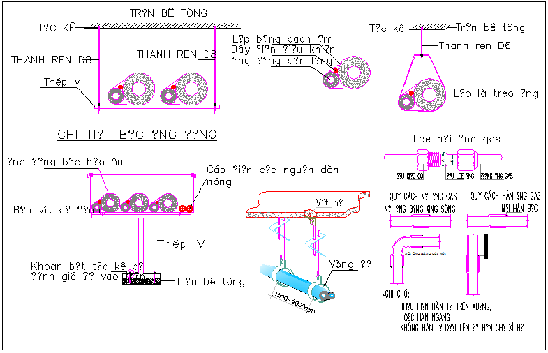 Steel pipe channel bolt connection detail view dwg file
