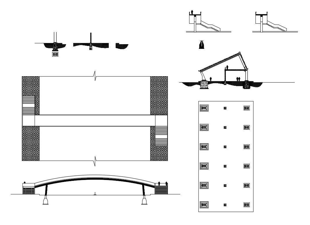 Steel portal frames constructive structure cad drawing details dwg file