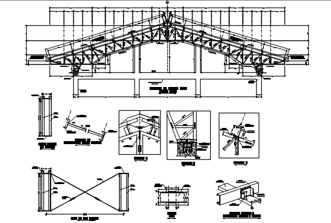 Steel structural Roof working plan detail dwg file