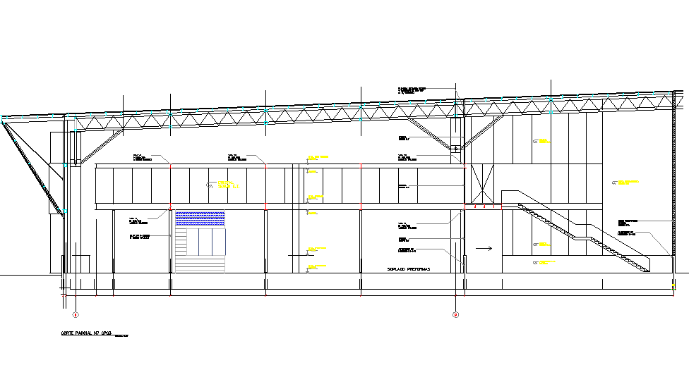 Steel structure elevation detail dwg file