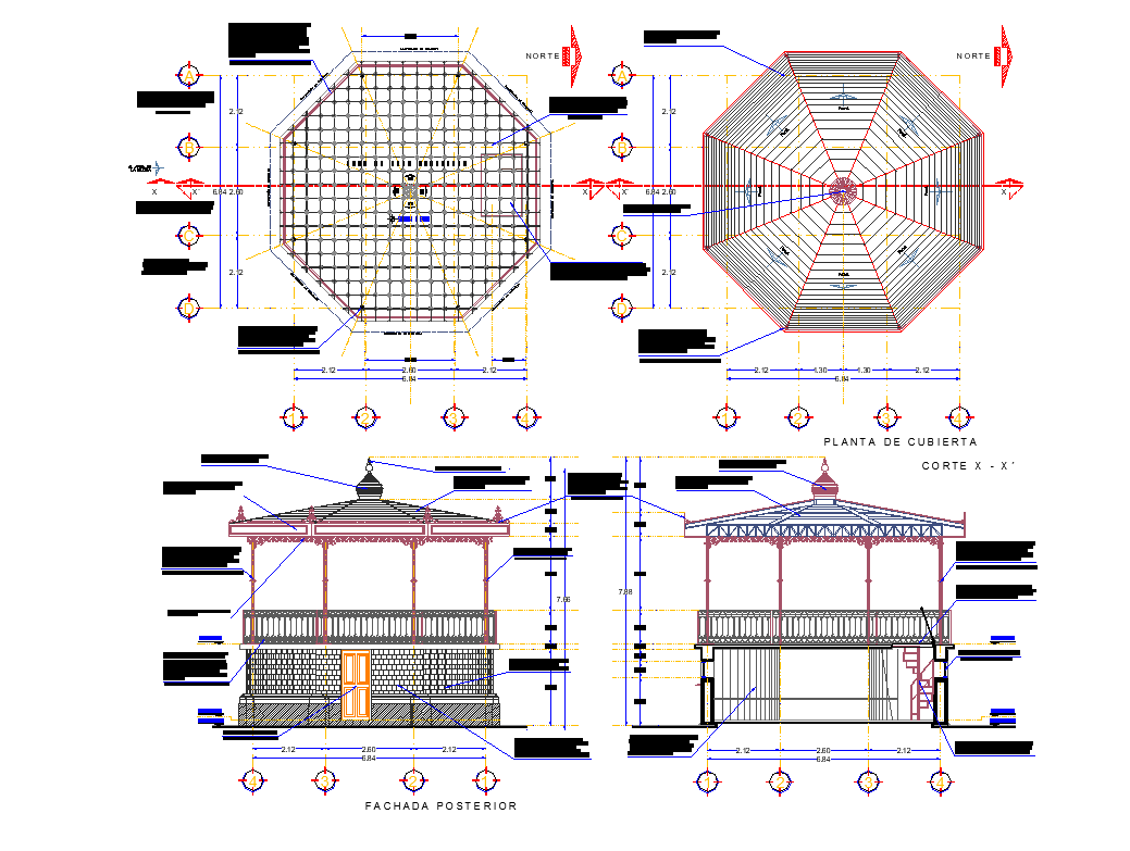 Steel structure of park plan detail dwg file