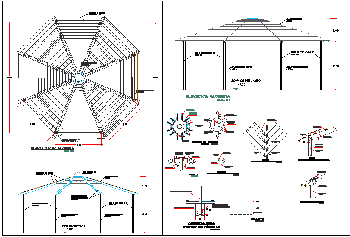 Steel structure of park plan detail dwg file