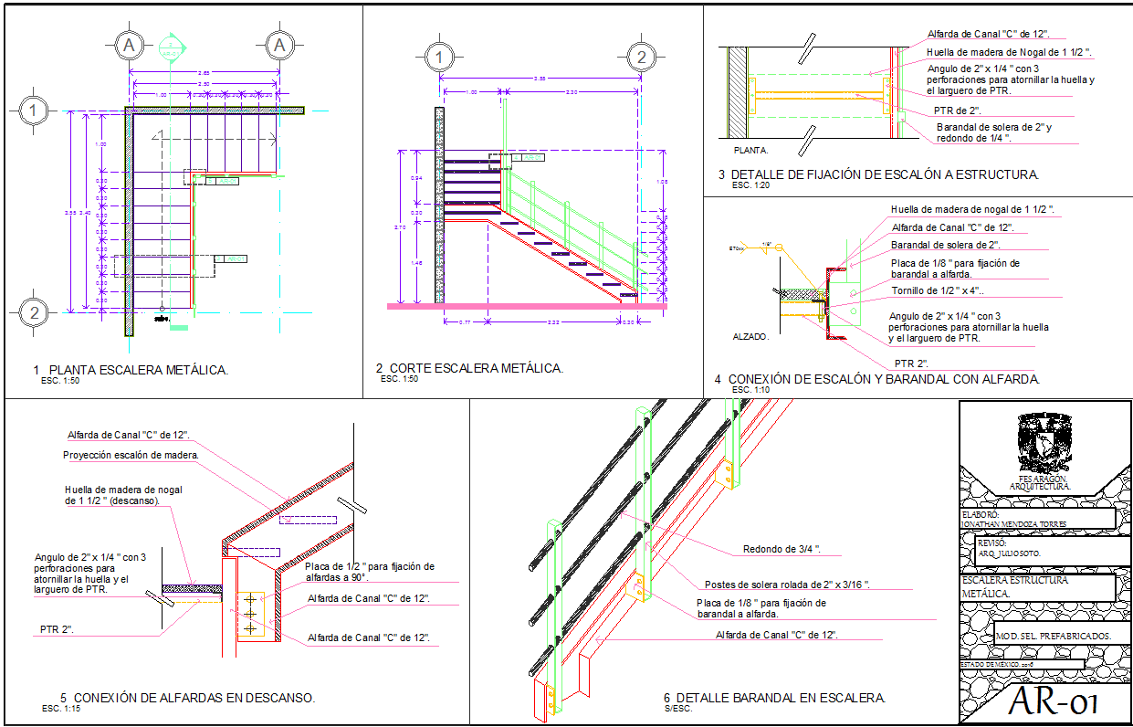 Steel structure staircase detail cad files
