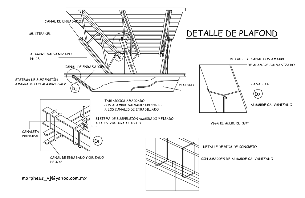 Detailed Steel Structure Suspend Ceiling DWG File Download