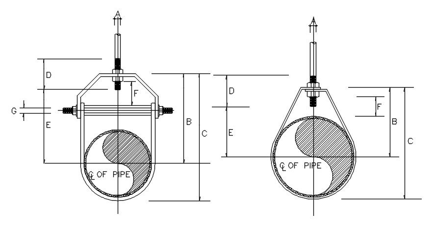 Steel Clamp With Pipe Section CAD Drawing DWG File