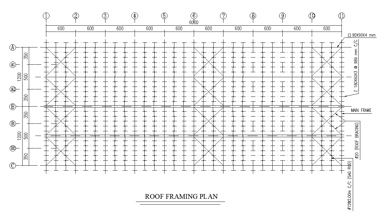 Steel Framing Plan CAD Drawing Download DWG File