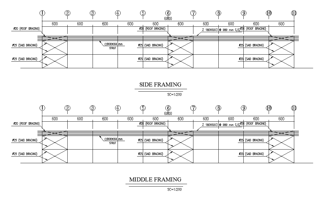 Steel Framing Side Section CAD Drawing Download DWG File