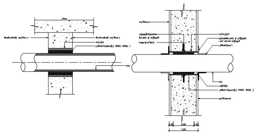 Steel Pipe Installation Section CAD Drawing DWG File