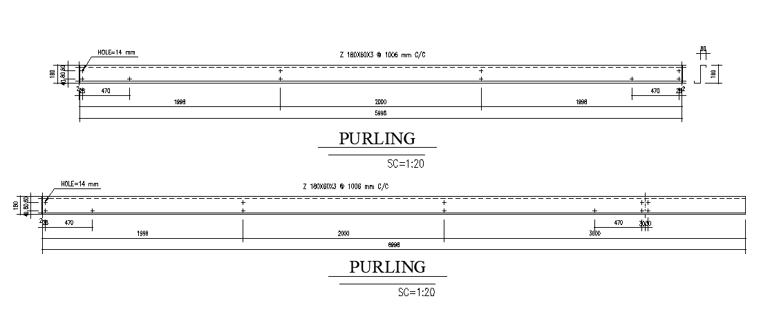 Steel Purlin CAD drawing Download Free DWG File