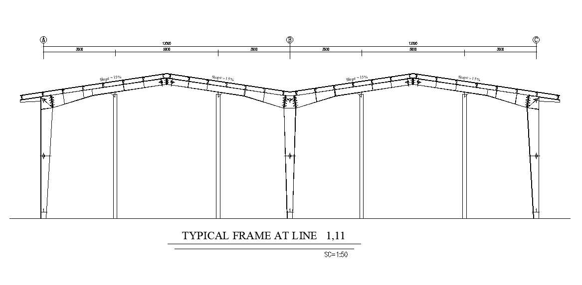 Steel Span Structure Section CAD drawing Download DWG File