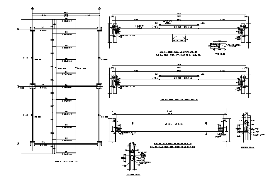 Steel Structure Column Beam Section Drawing DWG File