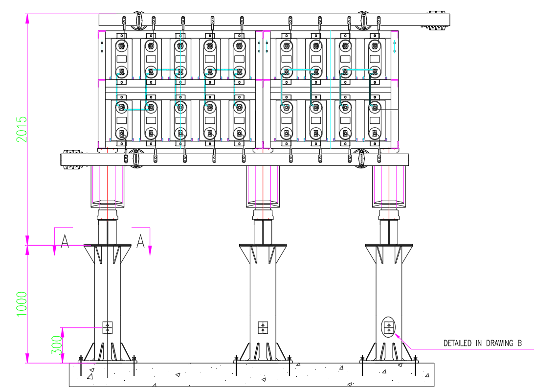Steel Support Structure for FC7 Capacitor in CAD DWG File