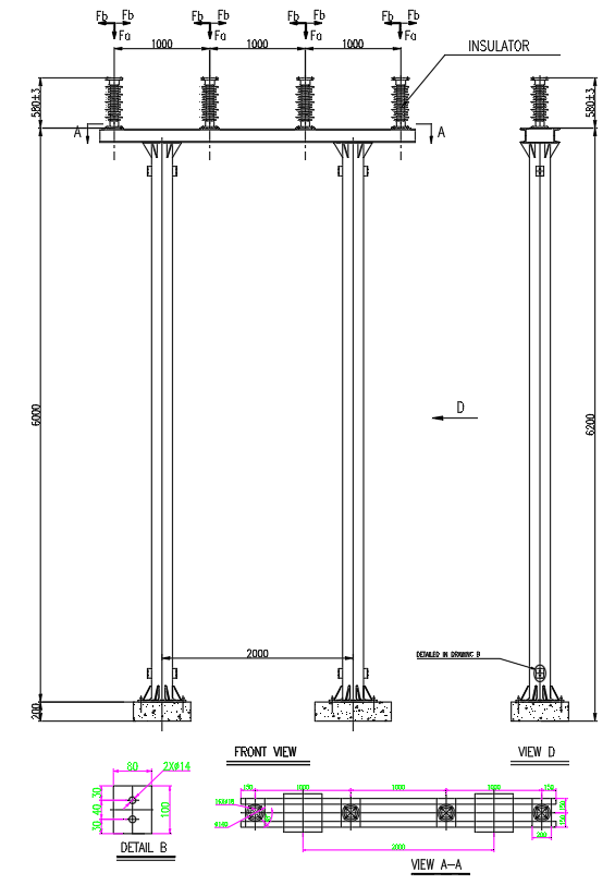 Steel Support Structure for Plant Equipment Layout DWG File