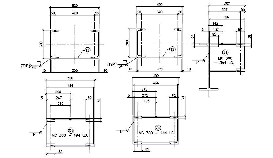 Steel angle typical section detail 2D Autocad DWG file| CADBULL