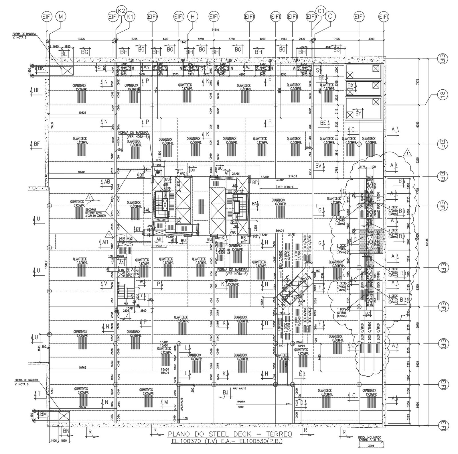 Steel deck ground plan DWG autoCAD drawing