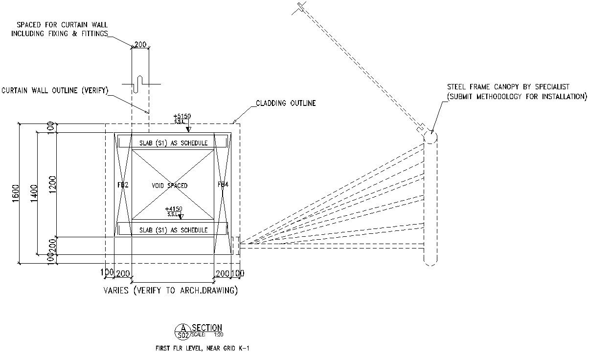 Steel Frame Canopy Design Layout in AutoCAD DWG Structural Drawing