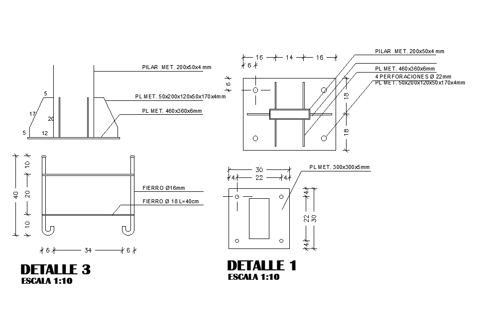 Steel plate details are given in this Autocad drawing model. Download now.