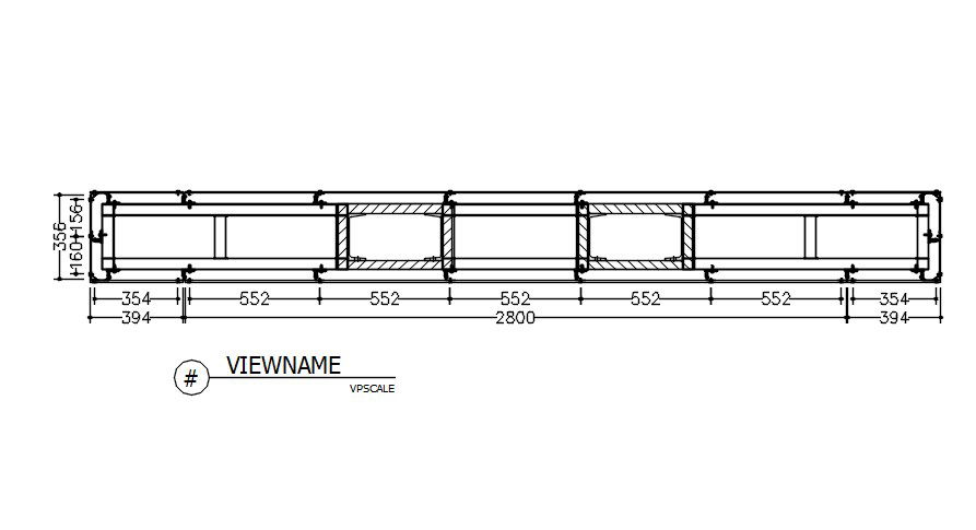 Steel plate section in AutoCAD 2D drawing, CAD file, dwg file