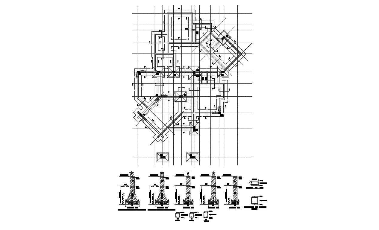 Step Foundation Footing Design RCC structure CAD Drawing