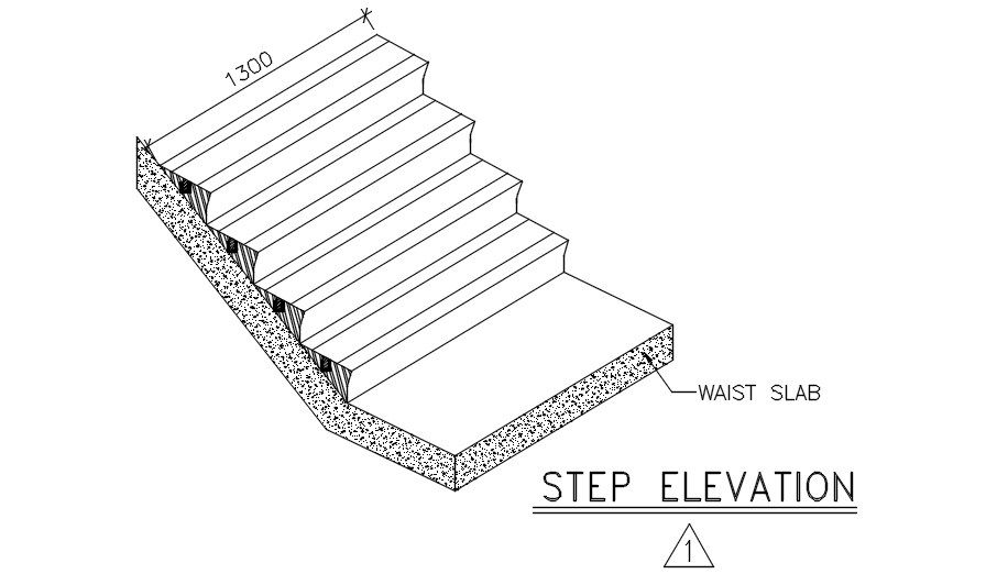 Step Elevation plan of Staircase of Control Room. Download AutoCAD DWG file.