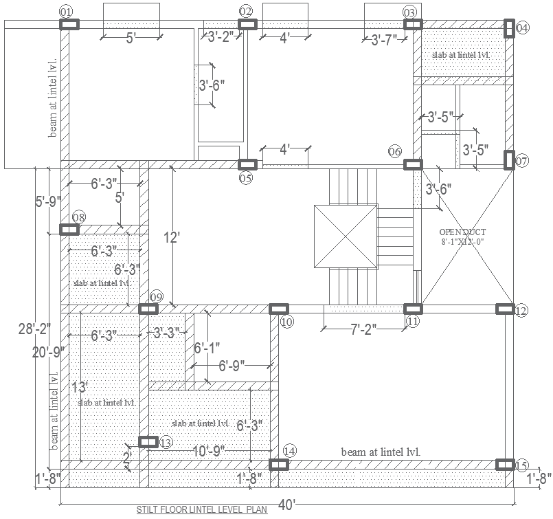 Stilt Floor Lintel Level Plan Layout AutoCAD DWG File