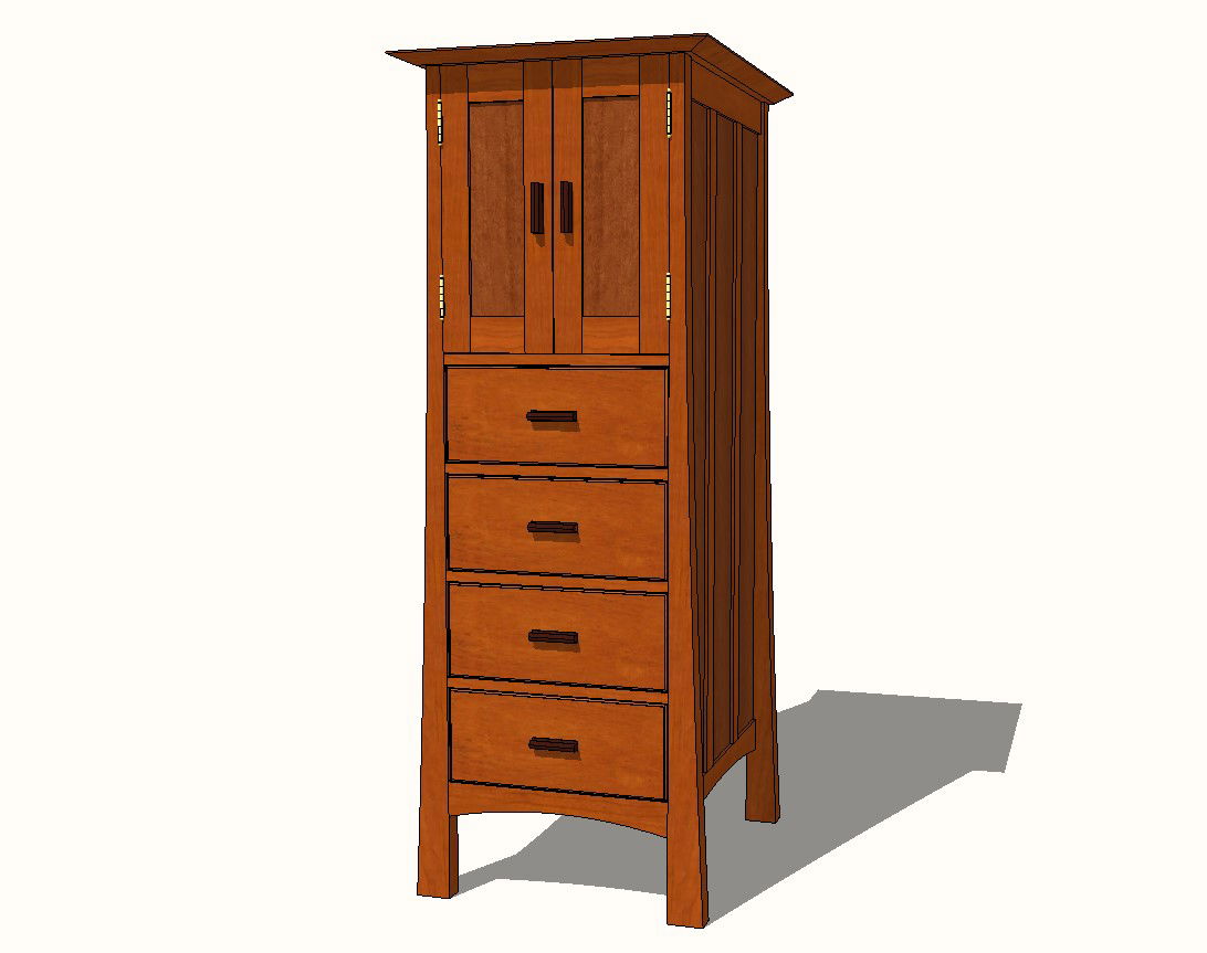 Stone field Craftsman Tall wooden Storage Chest 3d drawing details skp files