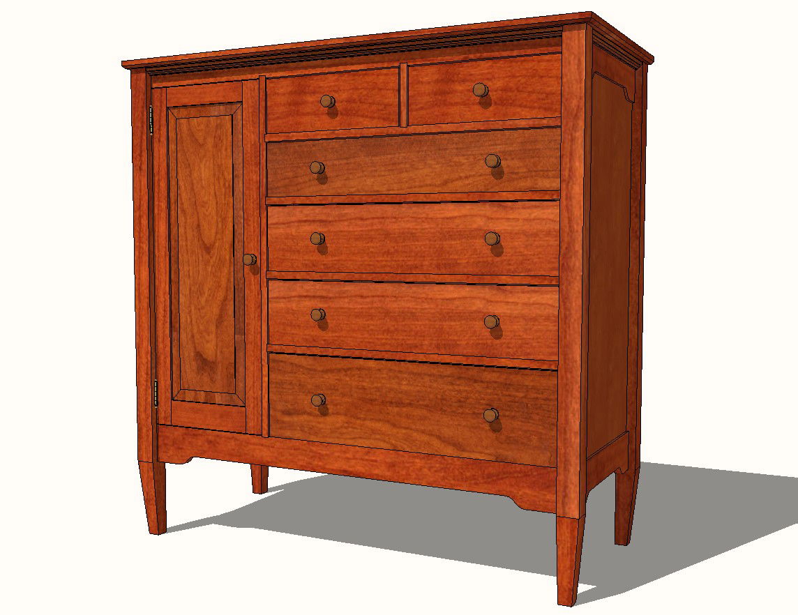 Stone field gentleman wooden chest 3d cabinet drawing details skp file