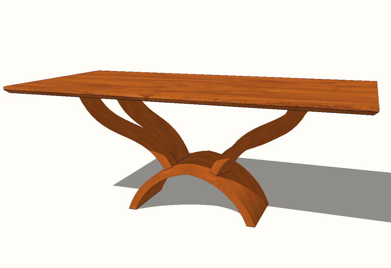 Stone field wooden dining table side elevation 3d block details skp file