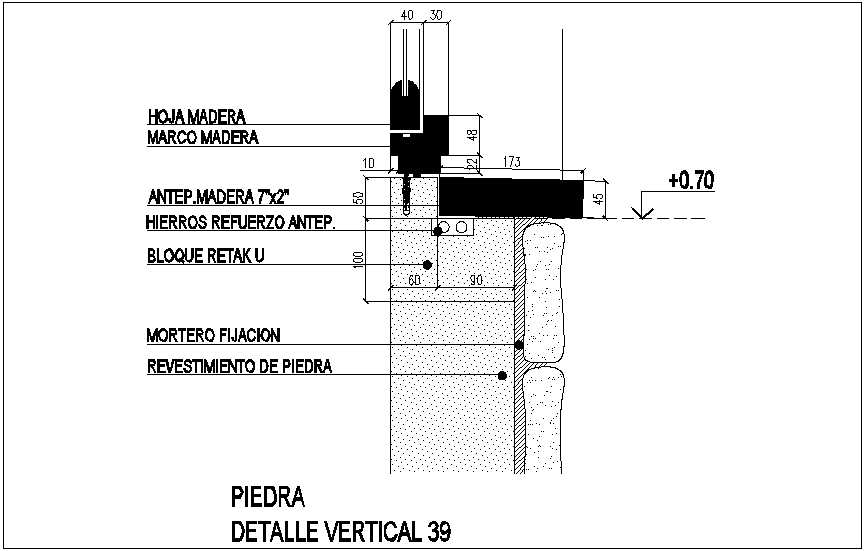 Stone windowsill--vertical section dwg file