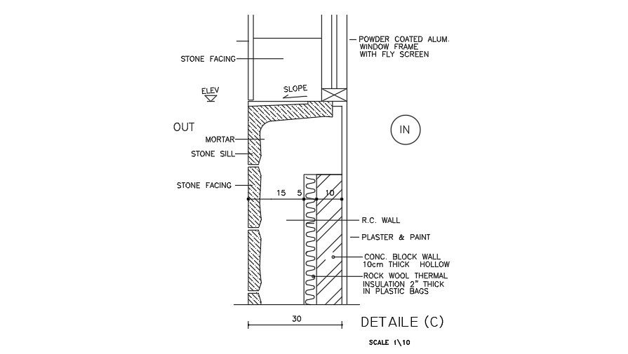 Stone wall Section DWG File Download Free
