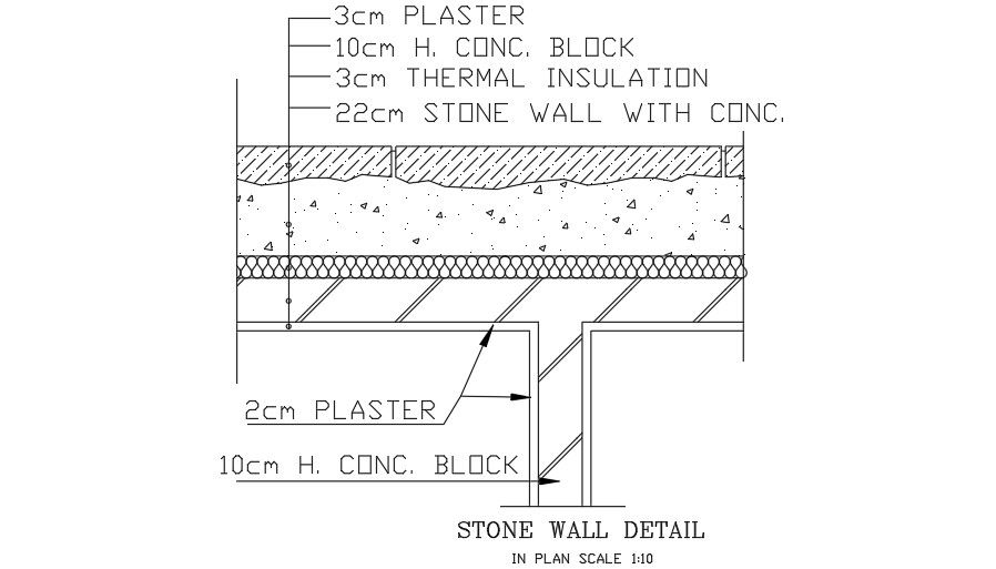 Stone wall Section DWG File