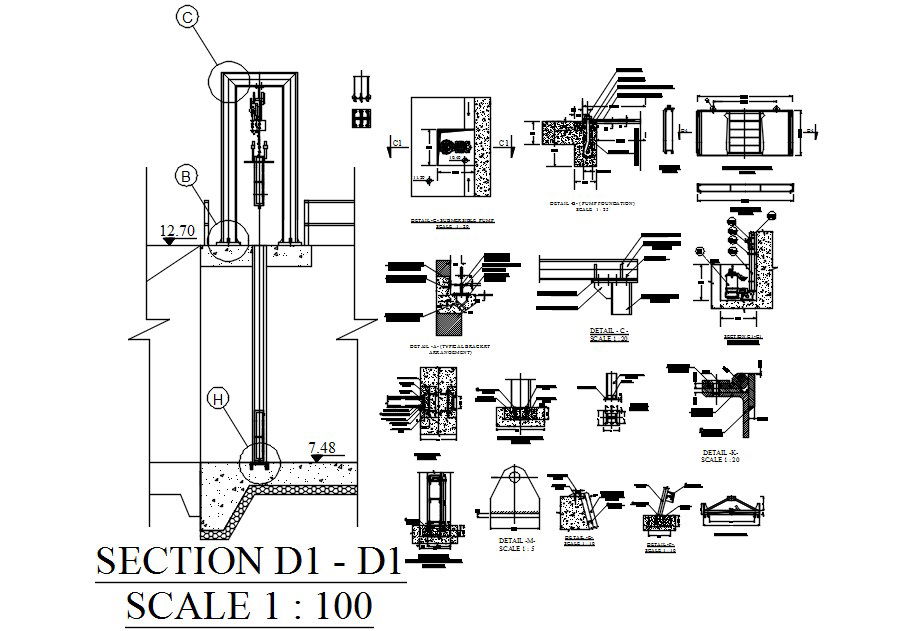 Stoplog details in AutoCAD 2D drawing, dwg file, CAD file