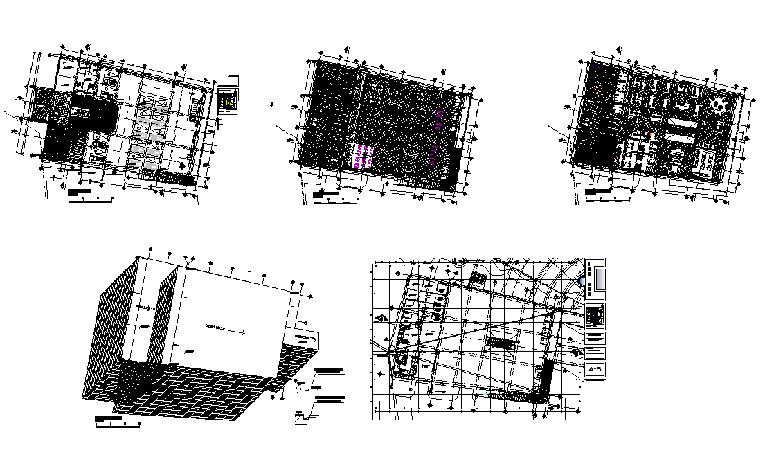 Store building detail elevation and plan autocad file