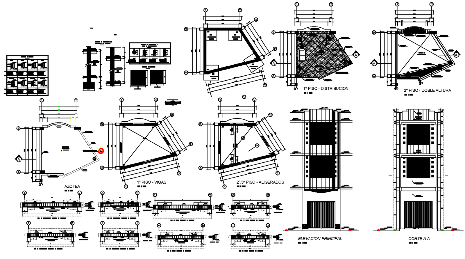 Store foundation plan elevation detail dwg file.