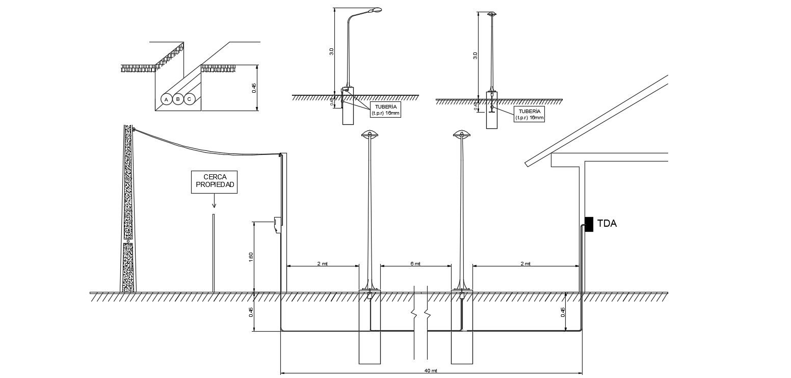 Street Light Design AutoCAD Drawing