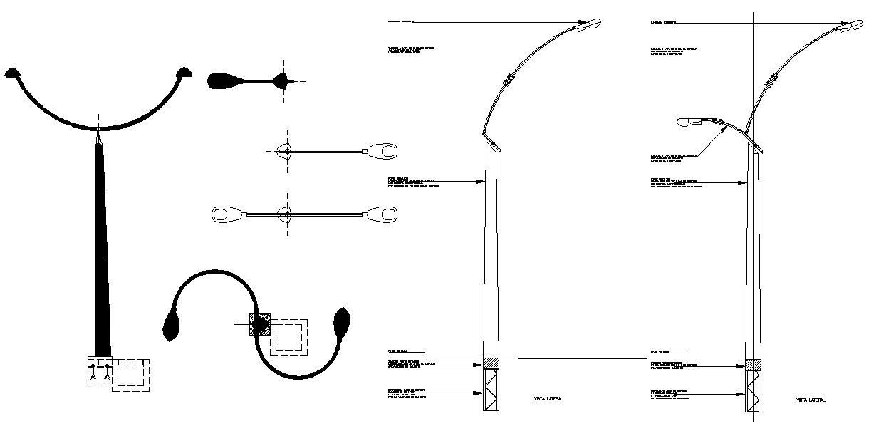 Street Light Elevation Design Free CAD Blocks