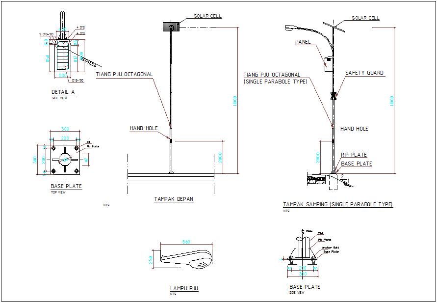 Street lamp detail dwg file