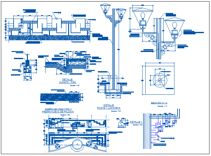 Street lamp poll and other Structure detail view dwg file