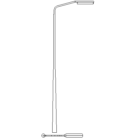 Street light pole side and top view design dwg file