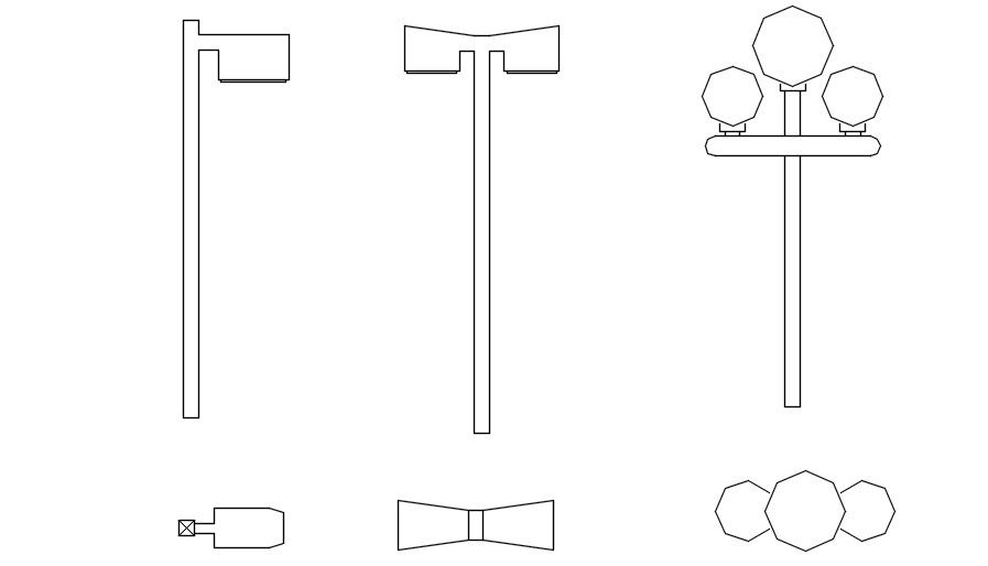 Street lamp cad blocks in AutoCAD, dwg file.