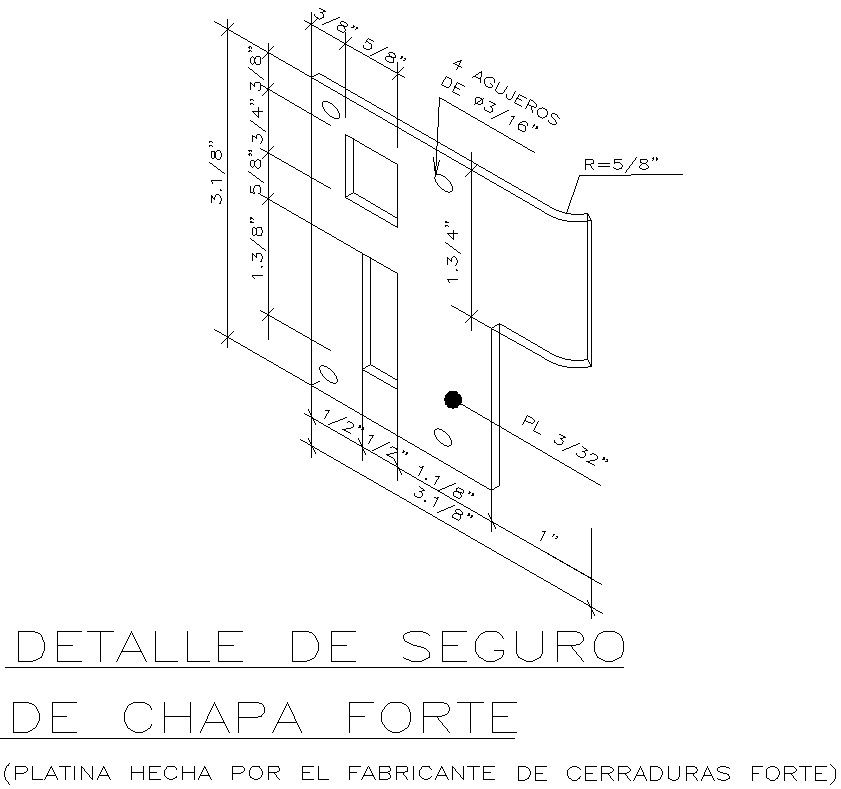 Strong plate insurance detail in AutoCAD 2D, dwg file, CAD file