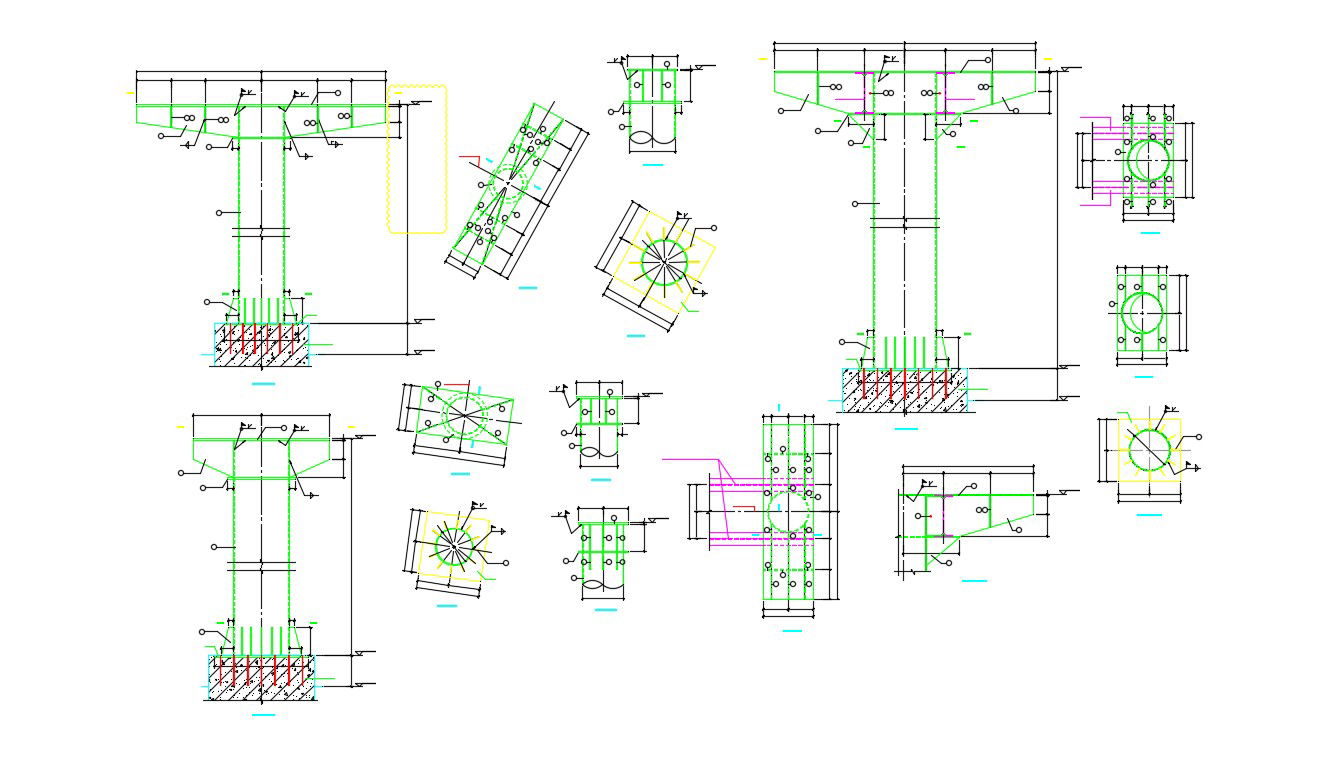 Structural Column Design With Fixing on MS Member AutoCAD File